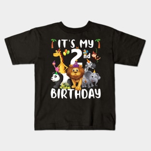 Its My 2nd Birthday Zoo Shirt Safari Jungle Animals Lover Kids T-Shirt